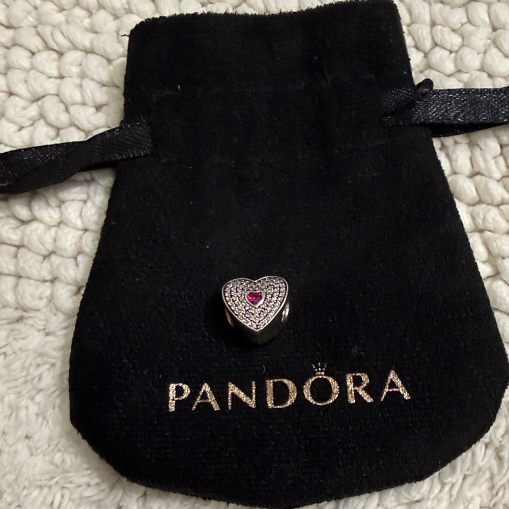 Pandora Heart Charm with Vibrant Pink Accent
